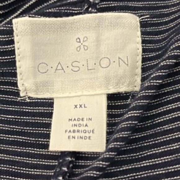 Caslon XXL Navy White Striped Sleeveless Asymmetrical Hem Maxi Dress NWT - Picture 5 of 7